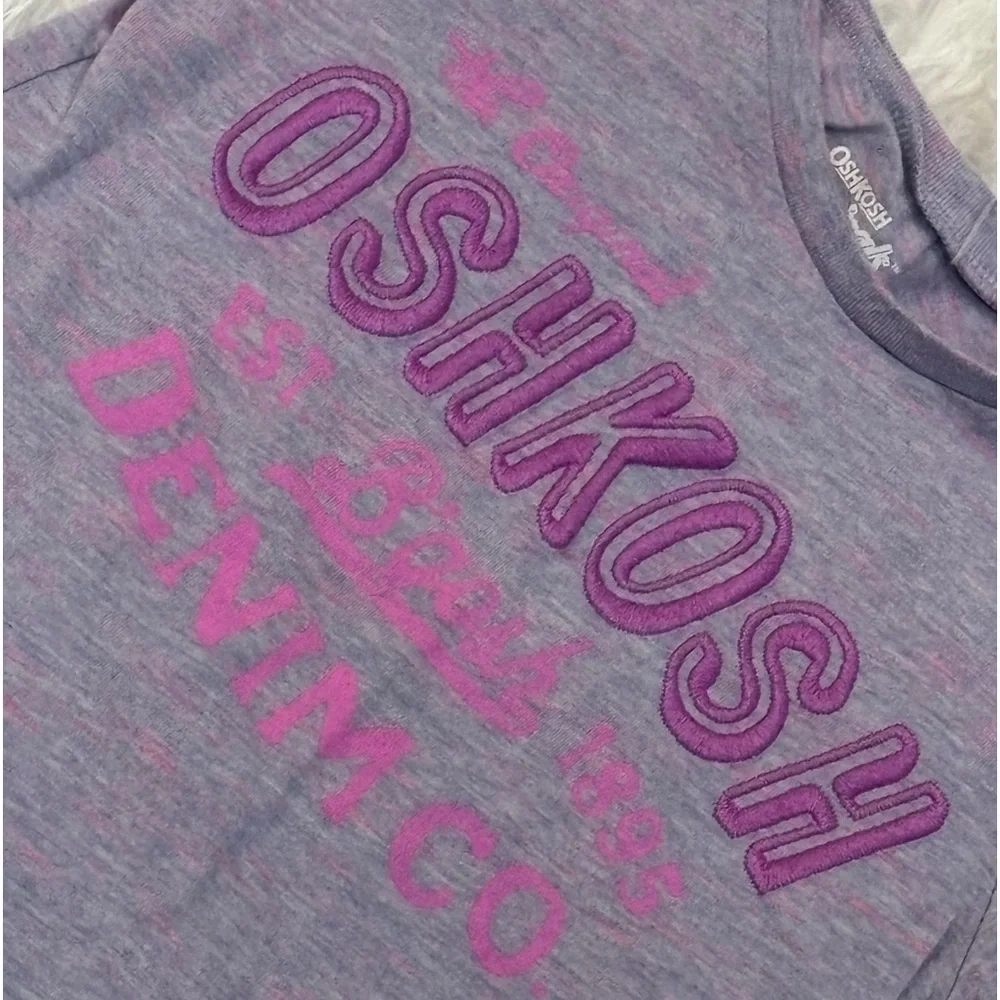 OSHKOSH B’gosh Girls Purple Graphic Logo Short Sleeve Cotton T-Shirt | Size 6